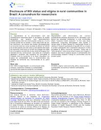 PDF) Disclosure of HIV status and stigma in rural communities in Brazil: A  conundrum for researcher
