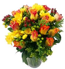 On the 1st of may people pick flowers and make wreaths to celebrate the beginning of spiring. Rose Freesia Fresh Flower Bouquet Beautiful Roses And Freesia Flowers Delivered Next Day