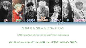 Smooth like (butter) cool shade (stunner) and you know we don't stop. Bts ë°©íƒ„ì†Œë…„ë‹¨ Butterfly Color Coded Han Rom Eng Lyrics By Yankat Youtube