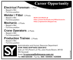 Displayed here are job ads that match your query. Oil Gas Vacancies Vacancies Shin Yang Shipyard Miri