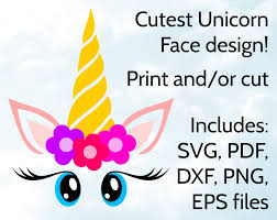 Fantasy worlds as well as various fairy tales are littered with these beautiful animals. Unicorn Face Svg With Flowers Horn Eyelashes And Big Cute Eyes To Print Or Cut With Cricut Silhouette