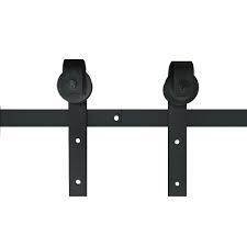 Kimberly Bay 79 In X 2 5 In Black Metal Barn Door Sliding Door Hardware Kit Dbah2b The Home Depot Sliding Door Hardware Barn Door Sliding Barn Door Track