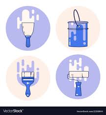 Convert png, jpg, jpeg, webp, gif, tiff, bmp, or svg images to the ico format. Set Of Wall Painting Tools Flat Vector Illustration With Spatula Bucket Of Paint Brush And Roller Home Repair Ico Paint Icon Adobe Illustrator Art Art Icon