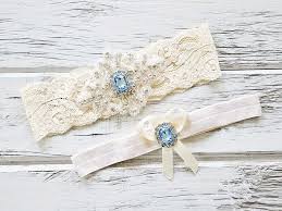 Blue with white lace trim wedding bridal garter with rhinestone satin bow for brides. 31 Unique Wedding Garters And Bridal Garter Sets