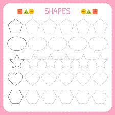 They learn to identify as well. Learn Shapes And Geometric Figures Preschool Or Kindergarten Worksheet For Practicing Motor Skills Tracing Dashed Lines For Kids Stock Vector Illustration Of Basic Draw 111670192