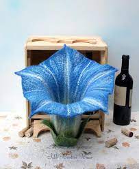Large Blue Morning Glory Felt Flowerfelted Trumpet Etsy Blue Morning Glory Unique Wedding Table Centerpieces Felt Flowers