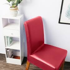 Classic slipcovers cabana stripe short dining chair covers set of 2 (grey and white stripe) overstock $ 45.99. Stretch Solid Pu Leather Waterproof Dining Chair Cover Slipcover Removable Washable Short Dining Chair Protector Seat Solid Slipcovers For Hotel Dining 4pcs Wine Red Buy At The Price Of 18 22 In