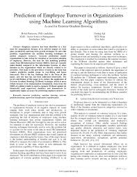 Pdf Prediction Of Employee Turnover In Organizations Using Machine Learning Algorithms