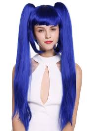 Long ombre blue synthetic hair wigs women party natural wavy wig cosplay fashion. Wig Me Up Zm 1708 Sk22f Lady Quality Wig Cosplay Lolita 2 Long Pigtails Ponytails Removeable Blue