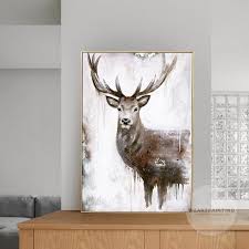 Framed Wall Art Art Animal Print Peinture Impressions Etsy In 2020 Deer Wall Art Deer Painting Art