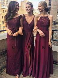 A Line V Neck Floor Length Grape Chiffon Bridesmaid Dress With Split Lace Bridesmaid Dresses Fashion Bridesmaids Dresses Wedding Party Dresses Bridesmaid Dresses Mismatched Bridesmaid Dresses Lace Bridesmaid Dresses
