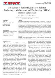 Pdf Difficulties Of Senior High School Science Technology Engineering And Mathematics Stem Students In Research