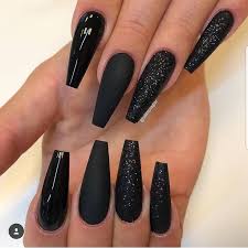 Attractive Acrylic Black Coffin Nails Designs 30 Creative Designs For Black Acrylic Nails That Will Catch Your Eye Long Black Nails Black Acrylic Nails Long Nails