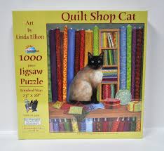 Jigsaw puzzle 1000 piece for adults，cat tiger jigsaw puzzle，animal jigsaw, game toys gift home decoration puzzle. Quilt Shop Cat Jigsaw Puzzle 1000 Piece Walmart Com Walmart Com