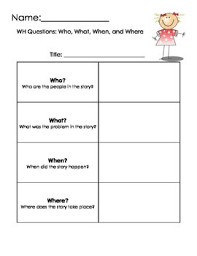 Wh Question Chart Worksheets Teaching Resources Tpt