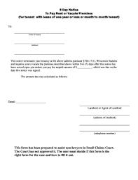 wisconsin 5 day notice pdf fill online printable fillable blank pdffiller