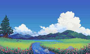 Jubilee On Twitter Studio Ghibli Inspired Pixelart Pixel Art Landscape Pixel Art Desktop Wallpaper Art
