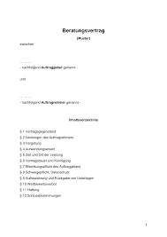 Anhand dieser vorlage kann ein beratungsvertrag in form eines servicevertrages erstellt werden. 2