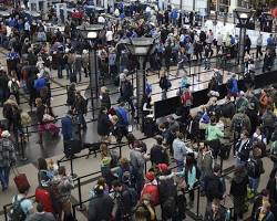 Long line at airport security