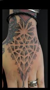 Black dot and circle tattoo. Nice Dot Hand Tattoo