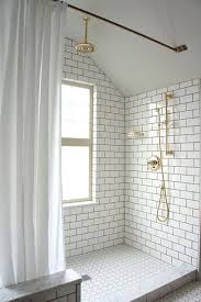 Brass Bathroom Fixtures In 2020 Bathrooms Remodel Bathroom Inspiration White Brick Tiles