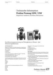 Promag 50, 53, 55, promass 40, 80, 83, 84, cngmass dci, cubemass dci, prosonic flow 93 p. Endress Hauser Proline Promag 50w Handbucher Manualslib