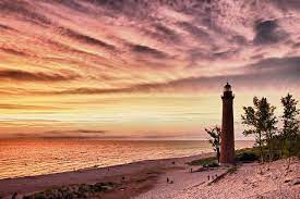 Reddish Glow Sunset Scenic Road Trip Silver Lake Sand Dunes Silver Lake Michigan