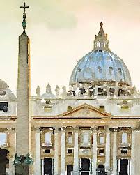 Printable St Peter S Basilica Watercolor By Worldlywatercolours Pintura Y Dibujo Pinturas Acuarela
