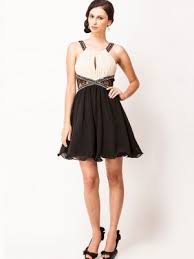 Little Mistress Embellished Skater Dress With Trim Halter Buy Women S Cream Black Skater Dress Online In India Koovs Women Black Skater Dress Dresses