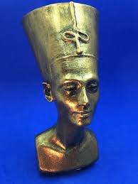 Queen Nefertiti Bust Sculpture Antique Gold Painted