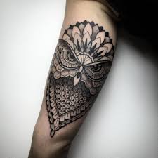 Geometric tattoos often are used as a sacred ritual because their intended goal is to show you a this is one of the guardian owls from the hit movie. Geometric Blackwork Style Owl Tattoo On The Left Inner
