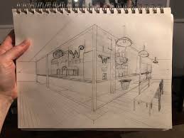 This is an intermediate cartooning tutorial that older kids, teens, and adults will enjoy. Wip City From Inside Restaurant Window Working On Perspective Ig Kristinsorensenart Drawing