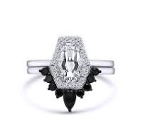 1.53ct White Diamond Coffin Cut 14k White Gold Bridal Set