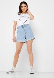 Paperbag Waist Denim Shorts