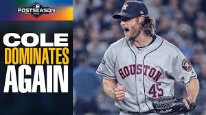 Gerrit cole is a top contender for this season's american league cy young award as top pitcher, and he could be responsible for whether houston takes control of the world series. Astros Gerrit Cole 7 Ip 7 Ks 0 R Continues Postseason Dominance Vs Yankees Mlb Highlights Youtube