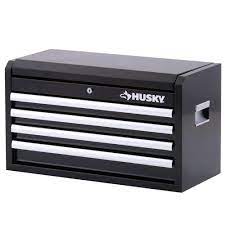 New Husky Black 26 Inch 4 Drawer Tool Chest Toolbox Top Lid With Gas Struts Lock Tool Chest Garage Makeover Tool Box
