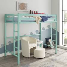Manor Park Premium Deluxe Twin Metal Loft Bed Mint Walmart Com Walmart Com