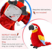 Houwsbaby 9'' Green Electronic Musical Talking Parrot Plush Toy,Interactive  Toy,Recording St￭ Animal Repeat What You Say Shake Wings Macaw Record...