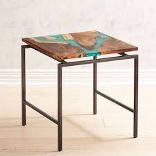 Moraine Wood Teal Resin End Table End Tables Table Perfect Side Table