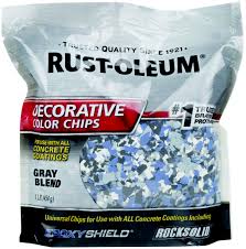The other issue is the mica (metalic silver specs) that is added to the paint before application. Rust Oleum 238469 Epoxy Shield Blue Gray Blend Decorative Color Chips Pound 020066322908 1
