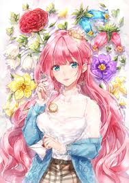 girl flower pink ピンク pixiv アニメの女の子 ピンク アニメの描き方 アニメの壁紙