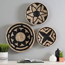 Black And Natural Woven Wall Chargers Set Of 3 From Kirkland S Basket Wall Decor Wall Decor Bedroom Plates On Wall