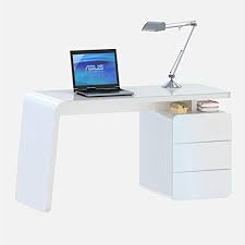 Schreibtisch weiß/heller holzfarbton aus faserplatte mit sicherheitsglas mit 1 schublade 120 x 60 wohnzimmer arbeitszimmer. Jahnke Schreibtisch Csl 440 In Mattem Weiss Glas