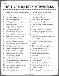 101 Free Printable List Of Positive Thinking Affirmations For Kids And Young Adults Positive Self Talk Affirmations Positive Affirmations
