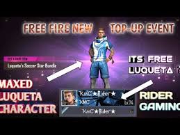 Free fire has a variety of characters to choose from of which some are more potent than the other. Free Fire Luqueta Topup Event Luequeta Soccer Bundle Maxed Luqueta Skills Banner Luqueta Character Youtube