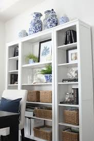 Blue And White In The Study Starfish Cottage White Office Decor Contemporary Home Decor White Bookshelf Decor