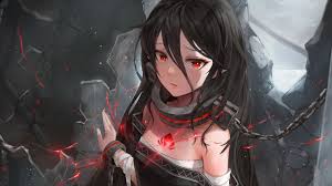 Anime Original Black Hair Girl Red Eyes 2k Wallpaper Hdwallpaper Desktop In 2020 Anime Red Eyes Girls With Black Hair