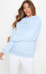 Prettylittlething Light Blue Embroidered Oversized Hoodie Prettylittlething Usa Blue Hoodie Outfit Light Blue Hoodie Oversize Hoodie