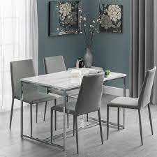 Discover round shape dining table featuring a stylishly varied white marble dining table australia. Scala White Marble Dining Table With 4 Jazz Slate Grey Chairs Jb Focus Furnishing