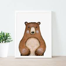 Nursery Print, Digital Download, Bear Print, Watercolor, Unisex Kids Bear  Wall Art, Bear Printable, Nursery Animal Art, Peekaboo Bear, Kids